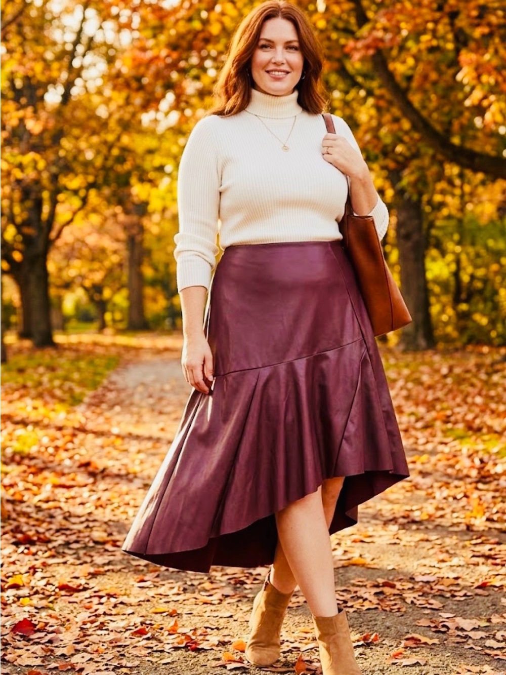 west loop Plum Asymmetrical Faux-Leather High-Low Skirt